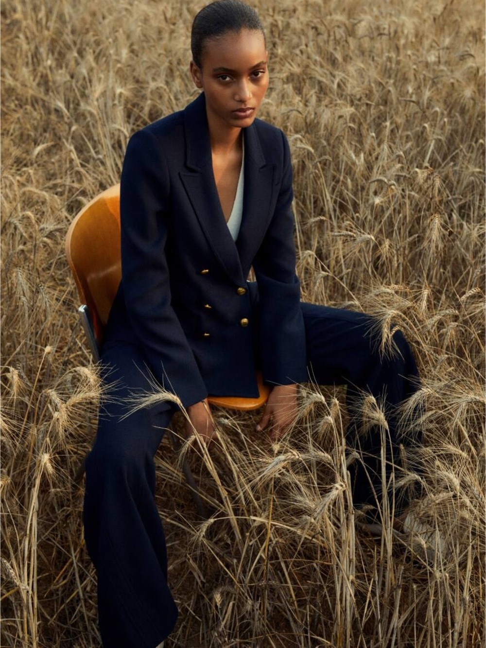 ME+EM Navy Double-Breasted Blazer with Gold Buttons. Excellent condition